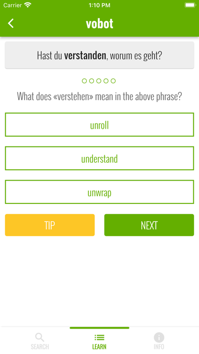 vobot German vocab trainer Screenshot