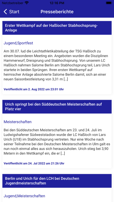 Leichtathletik Club Haßloch Screenshot