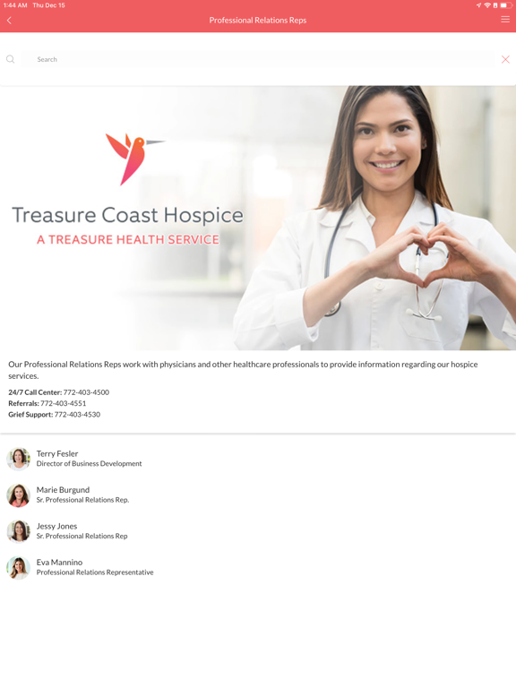 Treasure Coast Hospice App iPad screenshot 2 - Medical app