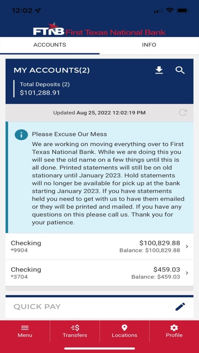 First Texas National Bank Screenshot