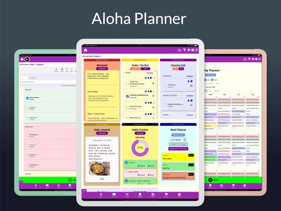 Aloha Planner - Notes & Lists iPad screenshot 1 - Productivity app