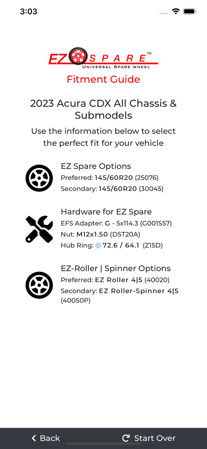 EZ Spare - Fitment Guide