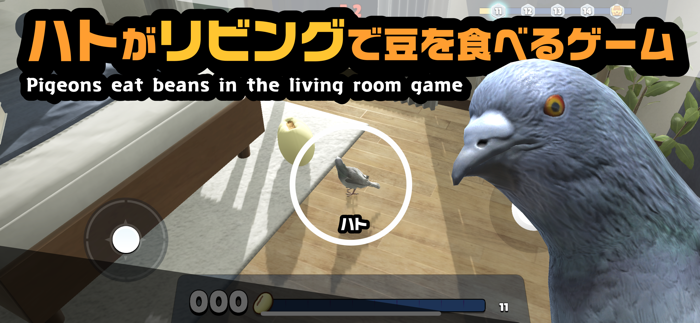 ハトリビング｜鳩がリビングで豆を食べるゲーム