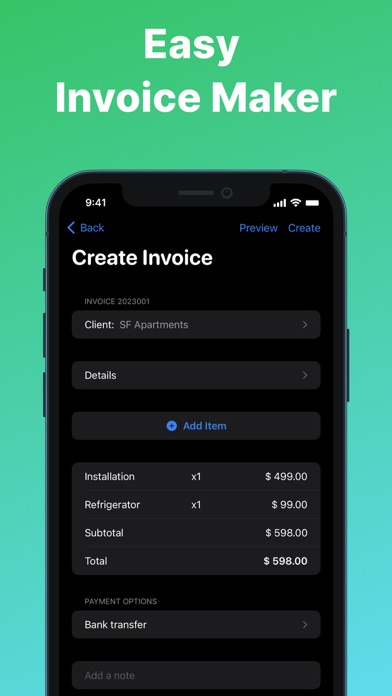 Simple Invoice Maker to Go Screenshot