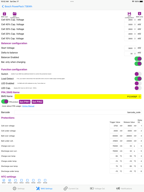 Xiaoxiang BMS iPad app afbeelding 4