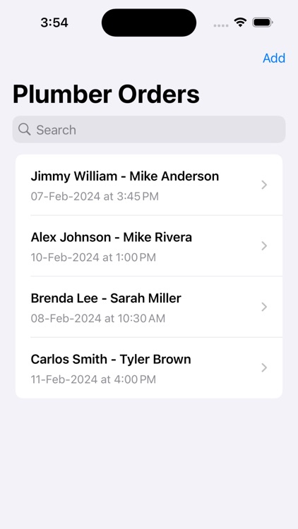 Plumber Company Orders List
