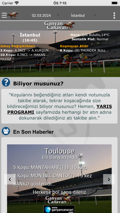 Ganyan Canavarı - At Yarışları Screenshot 1 - AppWisp.com Ganyan Canavarı - At Yarışları Screenshot 1 - AppWisp.com