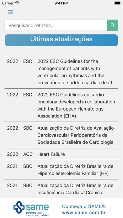 Diretrizes da Cardiologia Screenshot