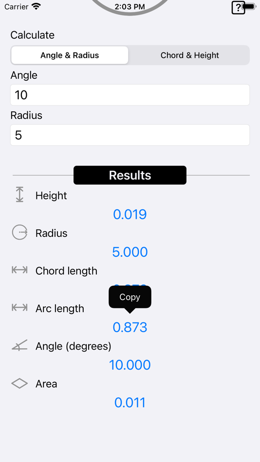 #2. Circular Segment Calculator (iOS) By: Heng Jia Liang