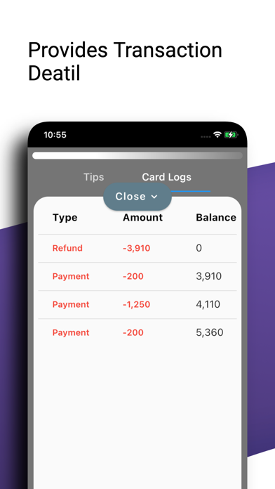 Transportation card balance Screenshot