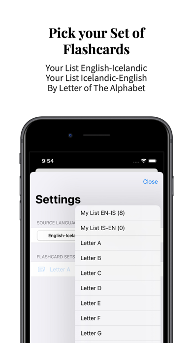 Icelandic Vocabulary Screenshot