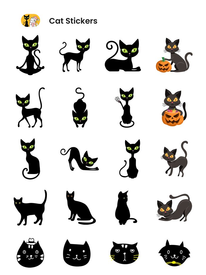 Black and White Cat Stickers