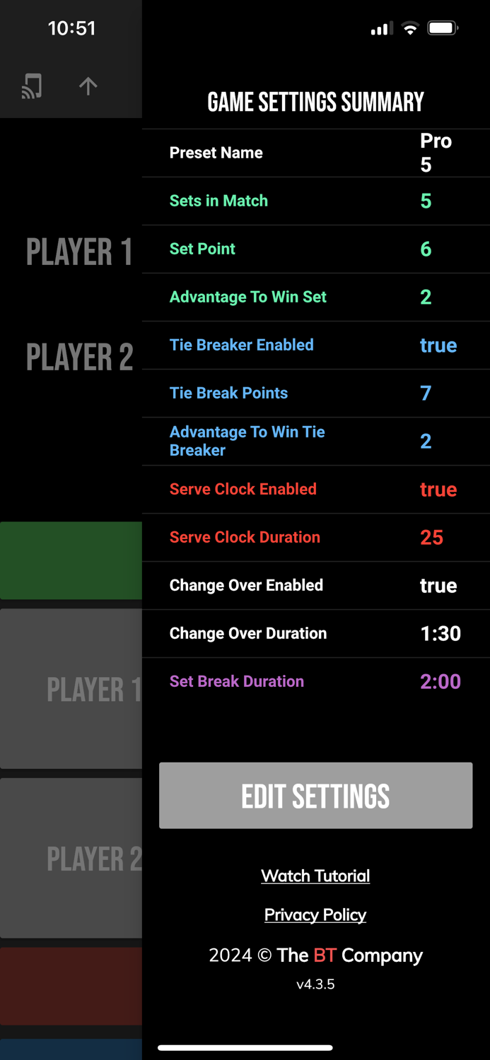 BT Tennis Controller