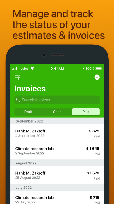 Paid. Invoice & estimate maker Screenshot