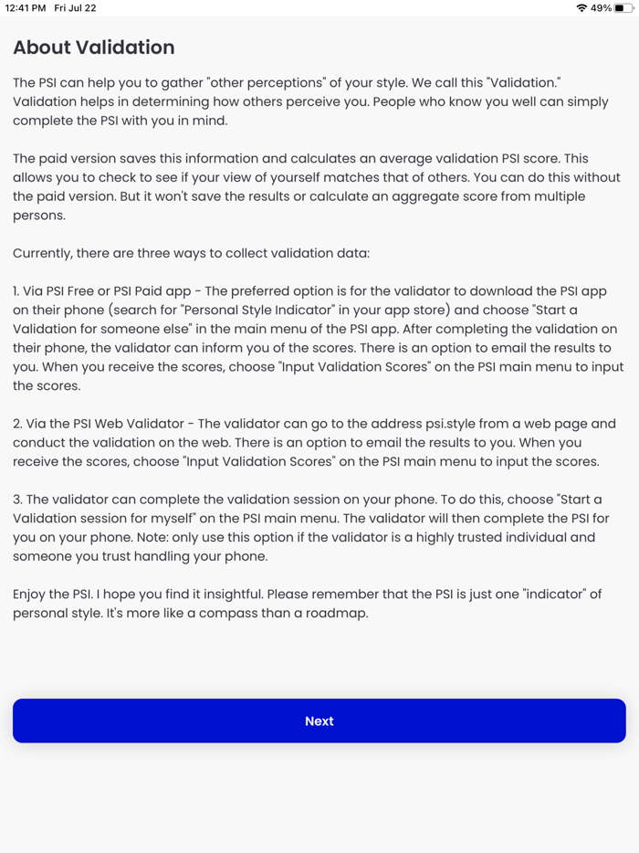 Personal Style Indicator Lite