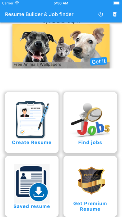 Resume Builder & Job search Screenshot