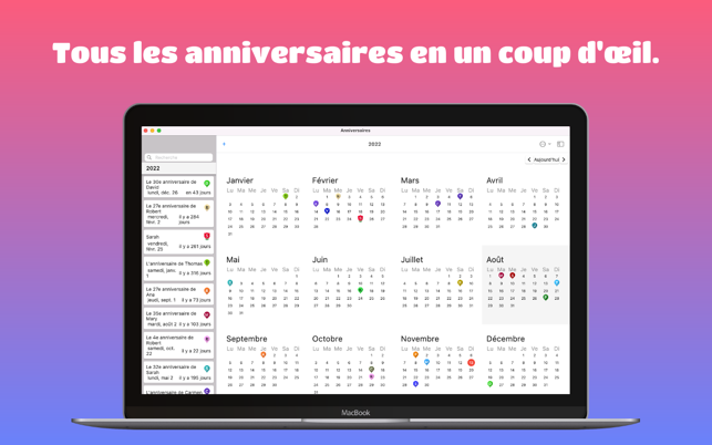 ‎Calendrier des anniversaires Capture d'écran