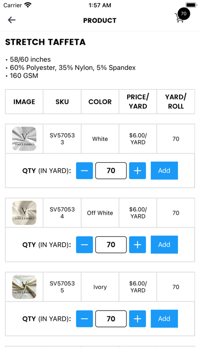 Vogue Fabrics Screenshot