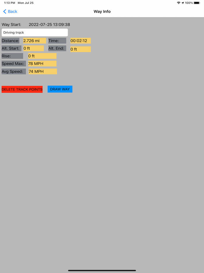 GPS tracking Speed Distance