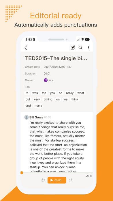 Yating: audio transcription Screenshot