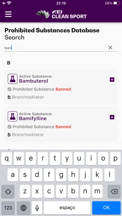 FEI CleanSport Database iPhone Ekran Görüntüsü 2