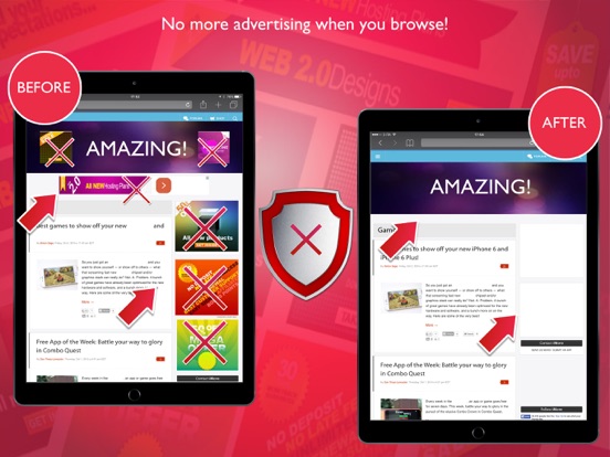 Block advertising - Ad remover iPad screenshot 1 - Productivity app