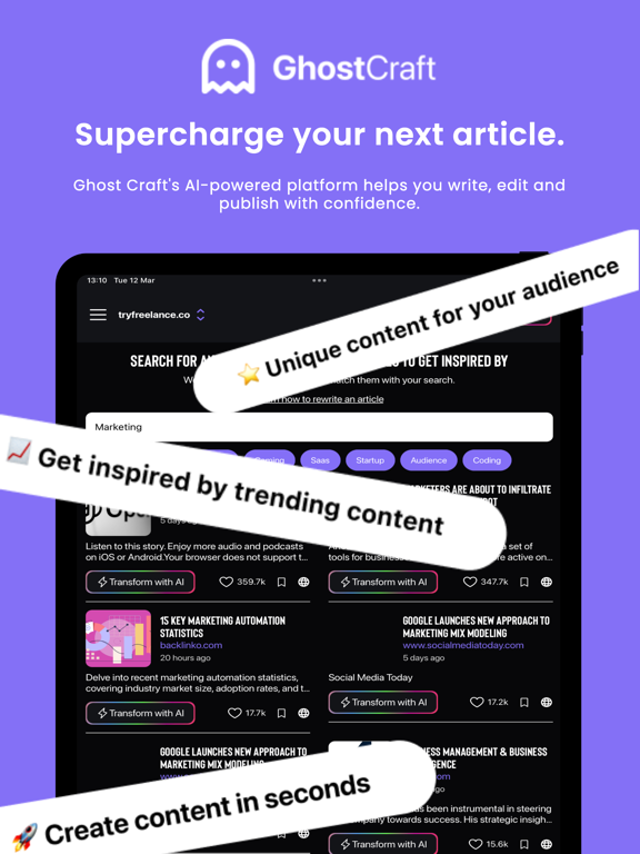 Ghost Craft: AI Journalist iPad screenshot 1 - News app