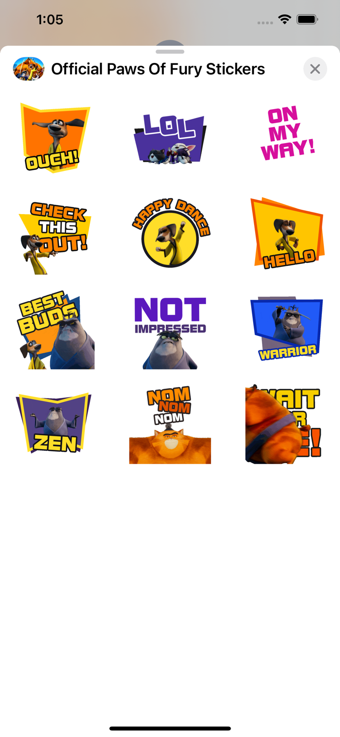 Official Paws of Fury Stickers