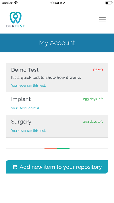 DenTest Dentistry Exam Screenshot
