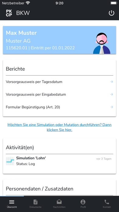 Pensionskasse BKW Screenshot