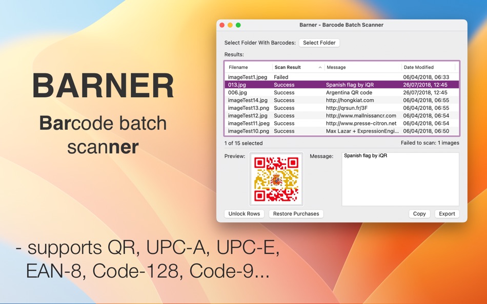 #2. Barner - Bulk Barcode Scanner (macOS) Podle: Marek Hrušovský