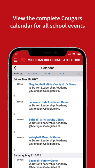 Michigan Collegiate Athletics Screenshot