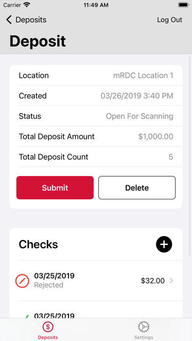 FOB Commercial Deposit Screenshot