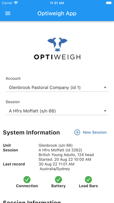 Optiweigh App Screenshot