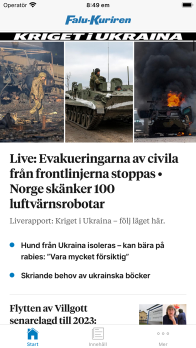 Falu-Kuriren Nyhetsapp Screenshot