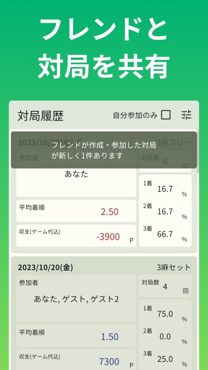 雀簿 - じゃんぼ　麻雀の成績を簡単に管理 screenshot-4