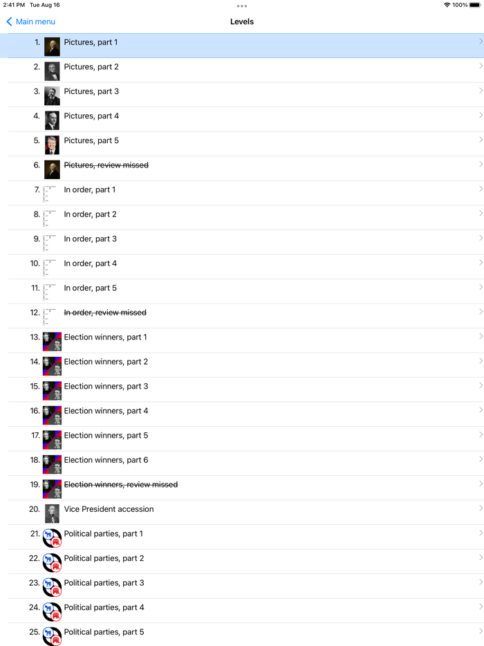 OneMileNorth POTUS Quiz