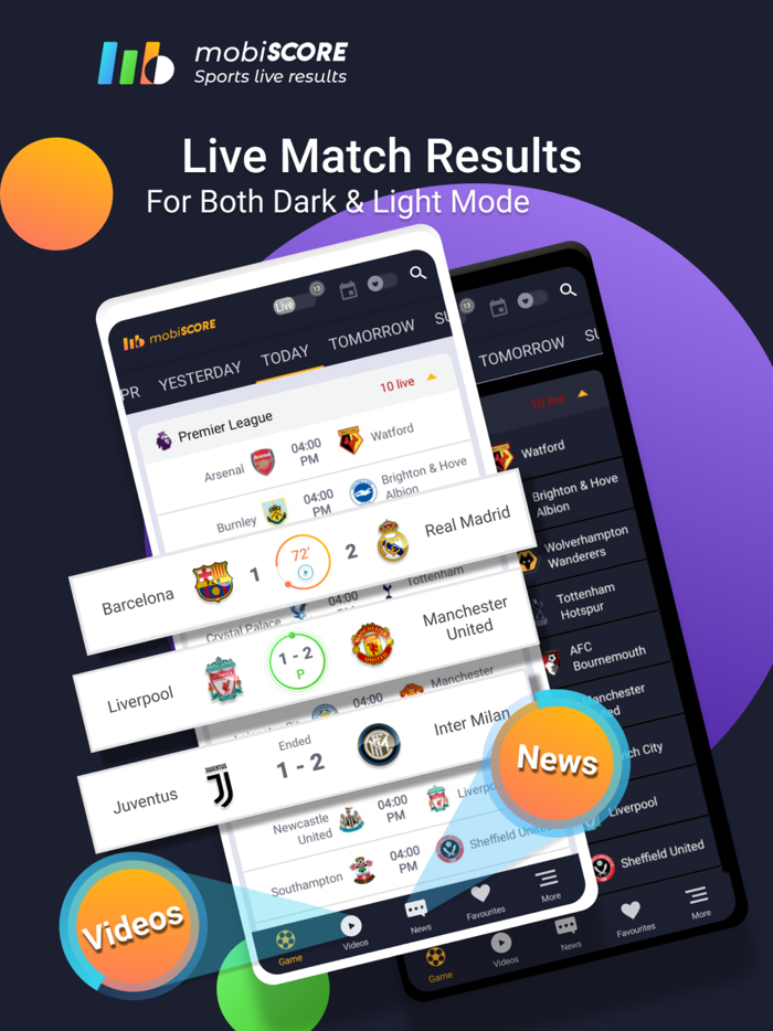mobiSCORE Today Match Table
