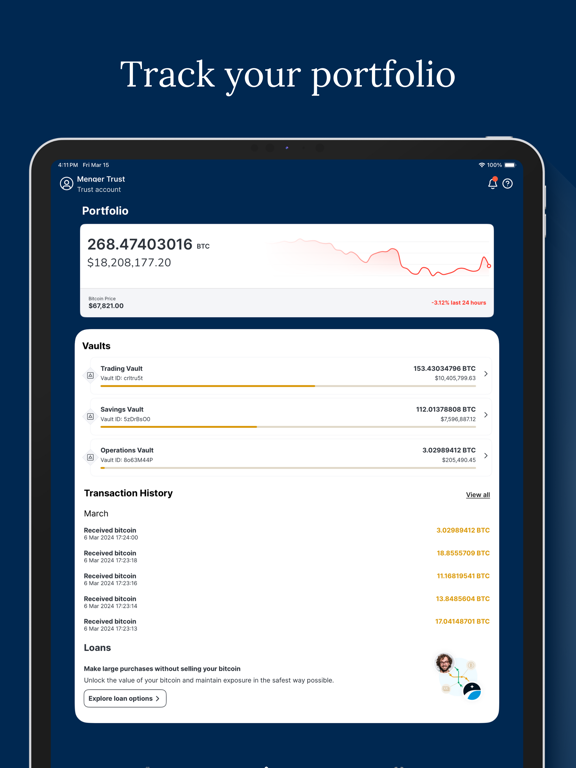 Unchained: Bitcoin Finance iPad screenshot 1 - Finance app