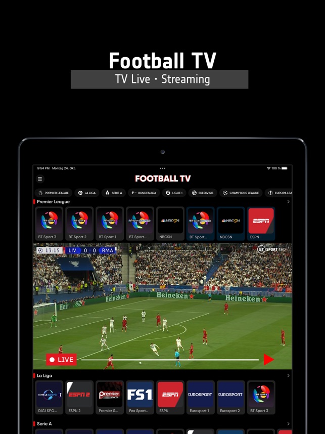 Futebol TV ao vivo - TV Stream na App Store