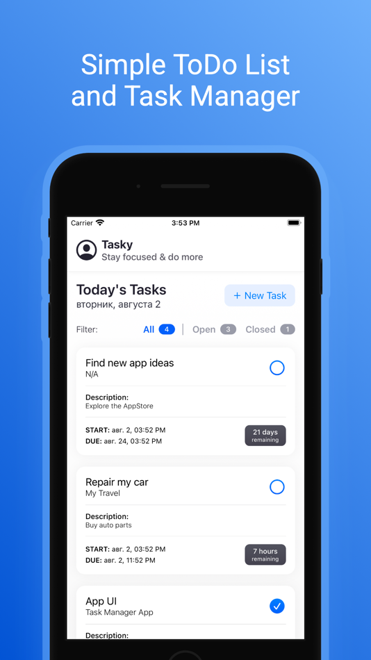 #1. Tasky - To Do List & Planner (iOS) 由: Ekaterina Firsanova