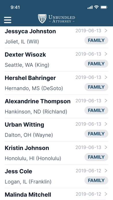 Unbundled Attorney Screenshot