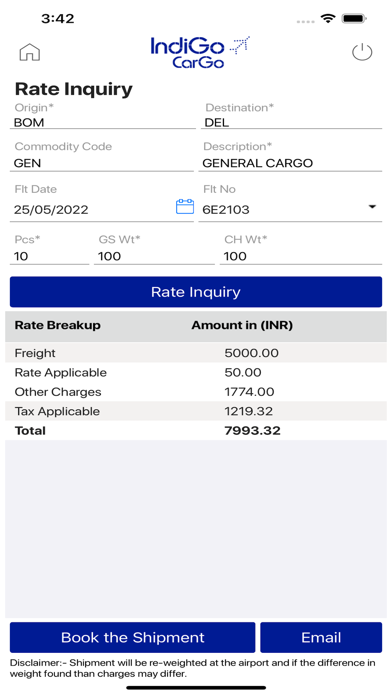 IndiGo – Cargo Shipper App Screenshot
