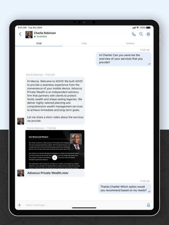 ADVO by Advocus Private Wealth iPad screenshot 3 - Business app