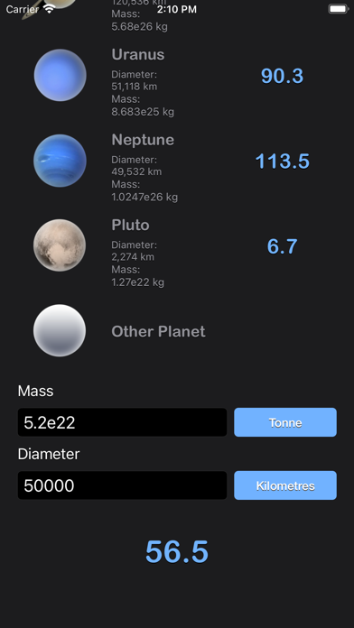 Weight on Other Planets Conv Screenshot