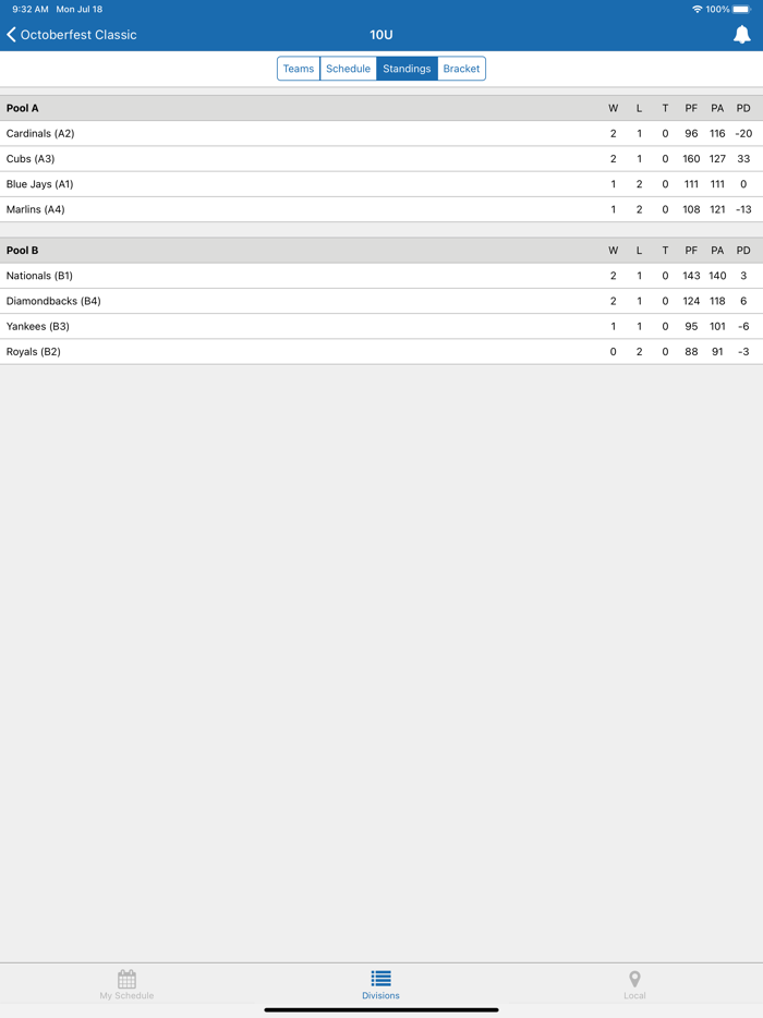 TeamSnap Tournaments