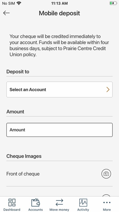 Prairie Centre Credit Union Screenshot