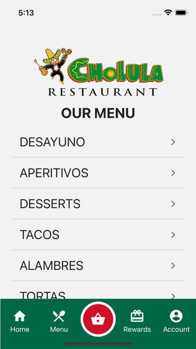 Cholula Restaurant Screenshot