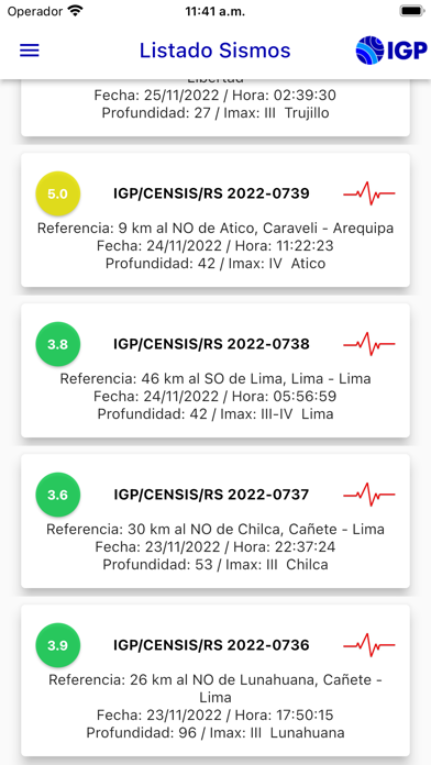 Instituto Geofísico del Perú Screenshot