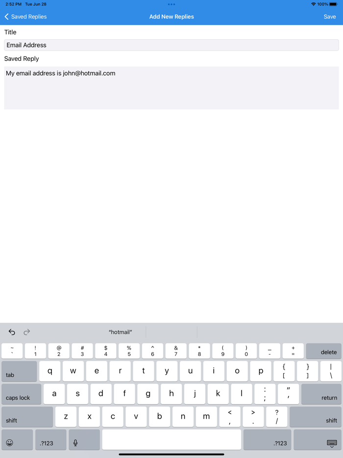 Saved Replies Keyboard